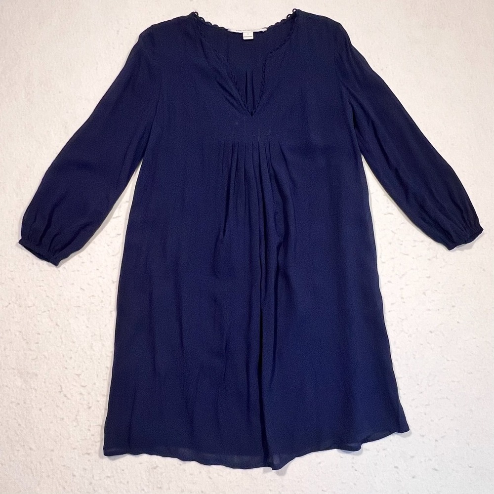 Diane Von Furstenberg Shift Dress Knee Length Navy Blue 3/4 Sleeve Lined Size‎ 2